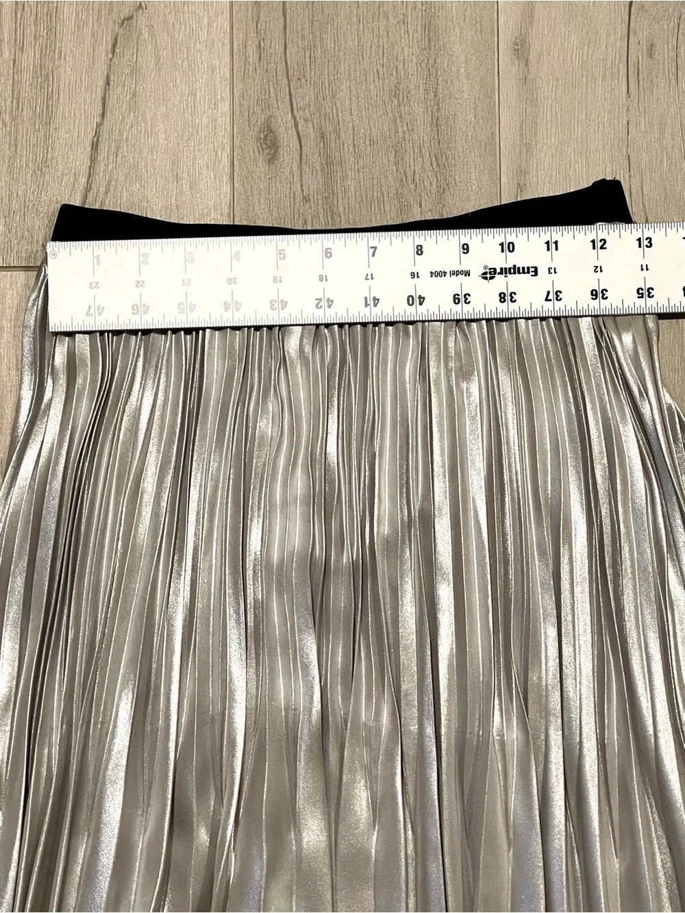 Silver Metallic Pleated Midi Skirt | Quiet Luxury Minimalist Chic